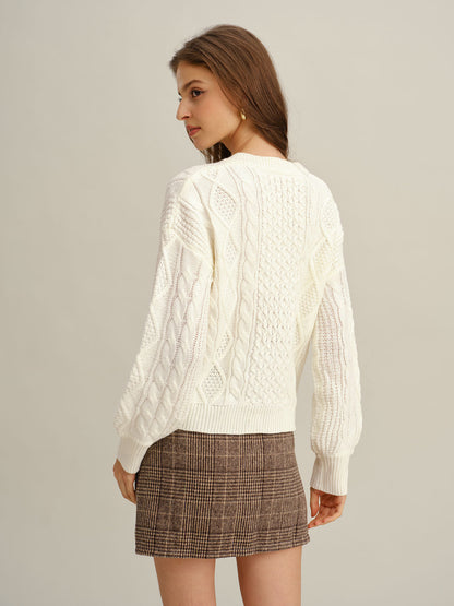 Suéter Beige con Cuello en V