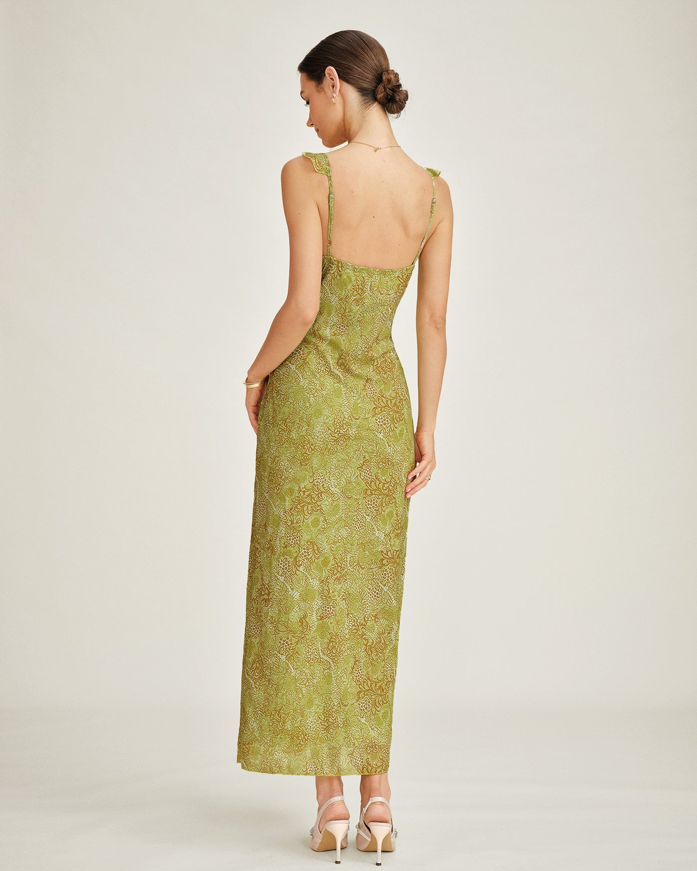 Vestido Maxi Sin Mangas Floral Verde