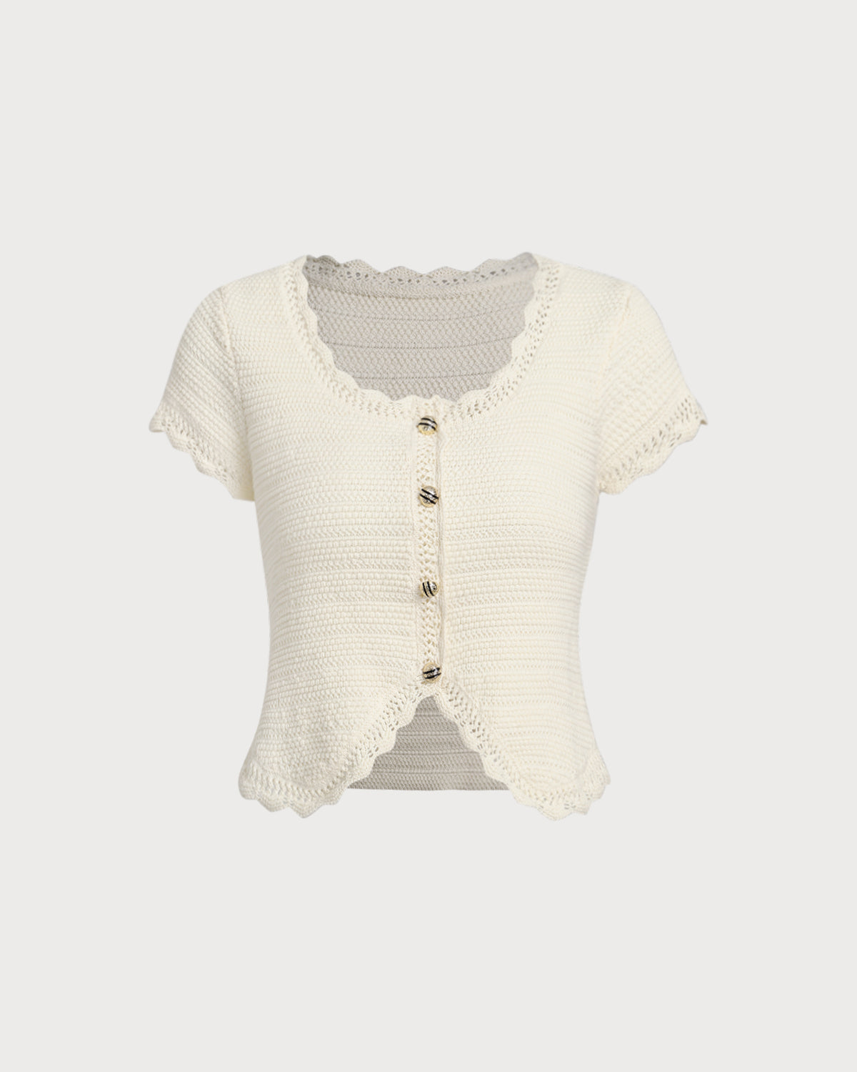 Cárdigan Texturizado Beige con Escote en U
