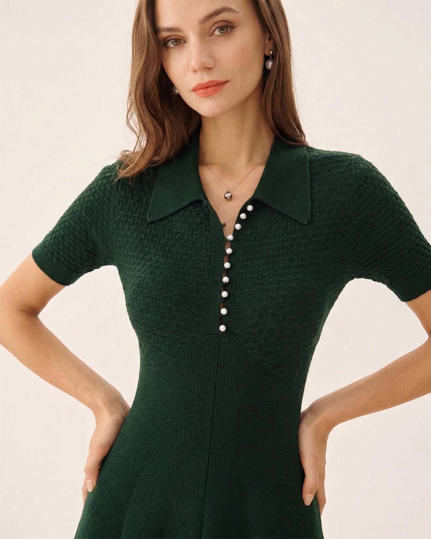 Vestido Suéter de Cuello Verde