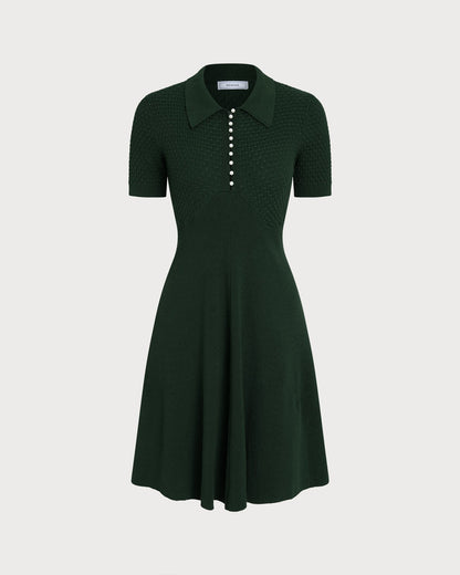 Vestido Suéter de Cuello Verde