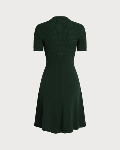 Vestido Suéter de Cuello Verde