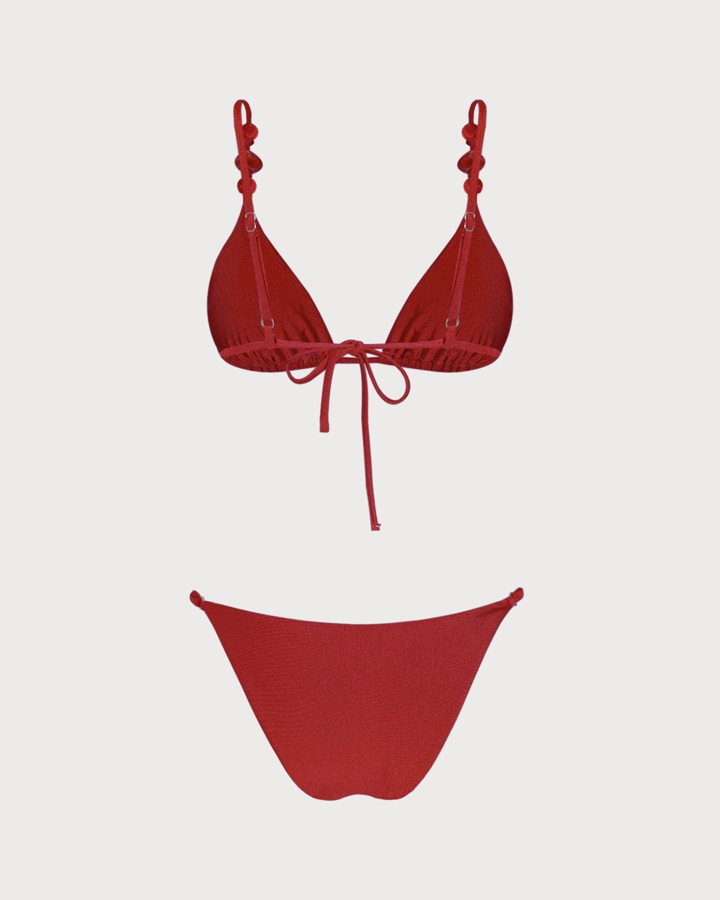 Conjunto de Bikini Triangular Rojo con Escote en V