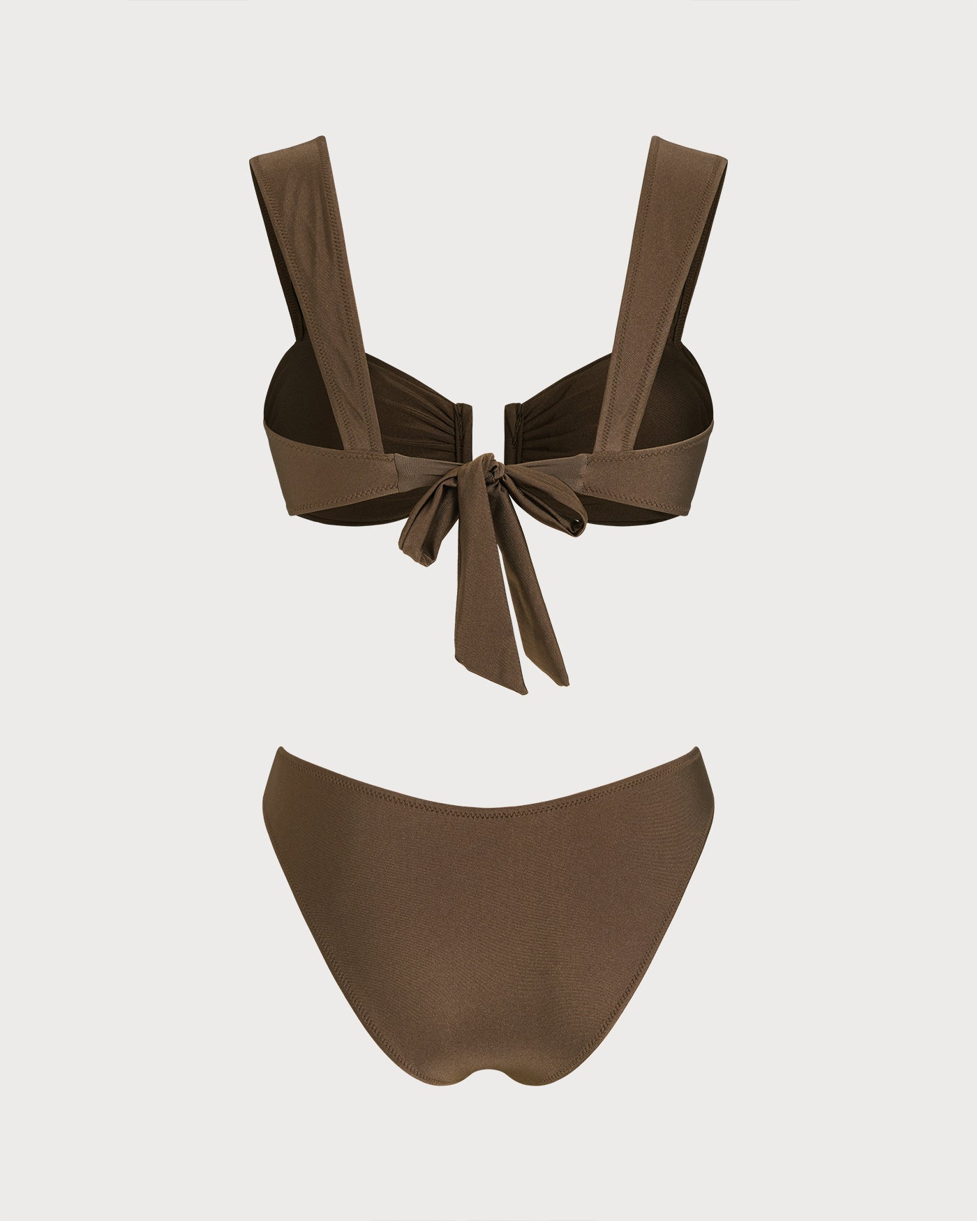 Conjunto de Bikini con Cordón Cortado Marrón