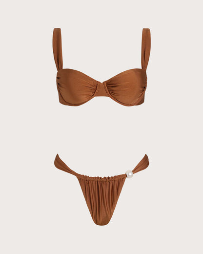 Conjunto de Bikini con Aros y Escote Corazón Caramelo