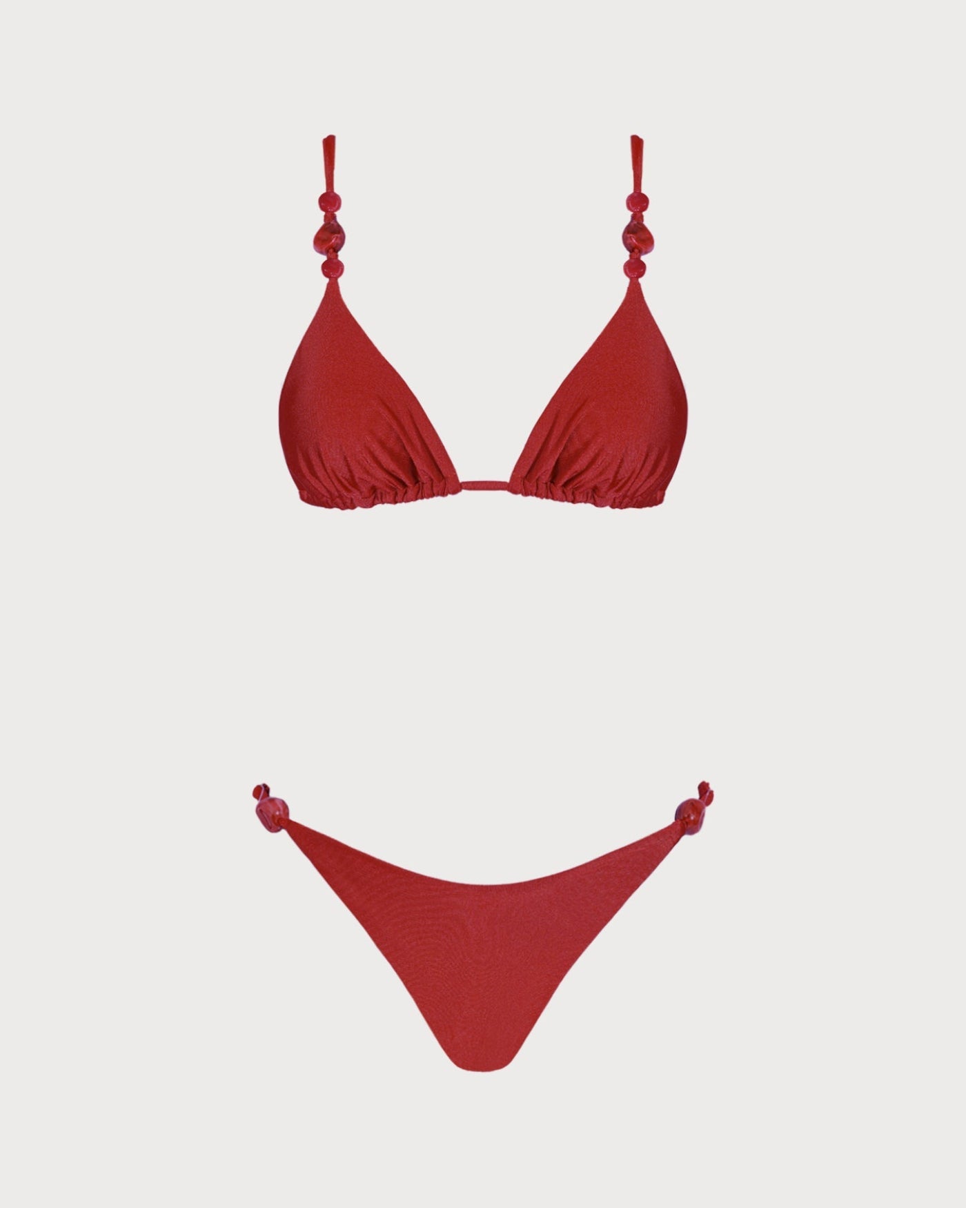 Conjunto de Bikini Triangular Rojo con Escote en V