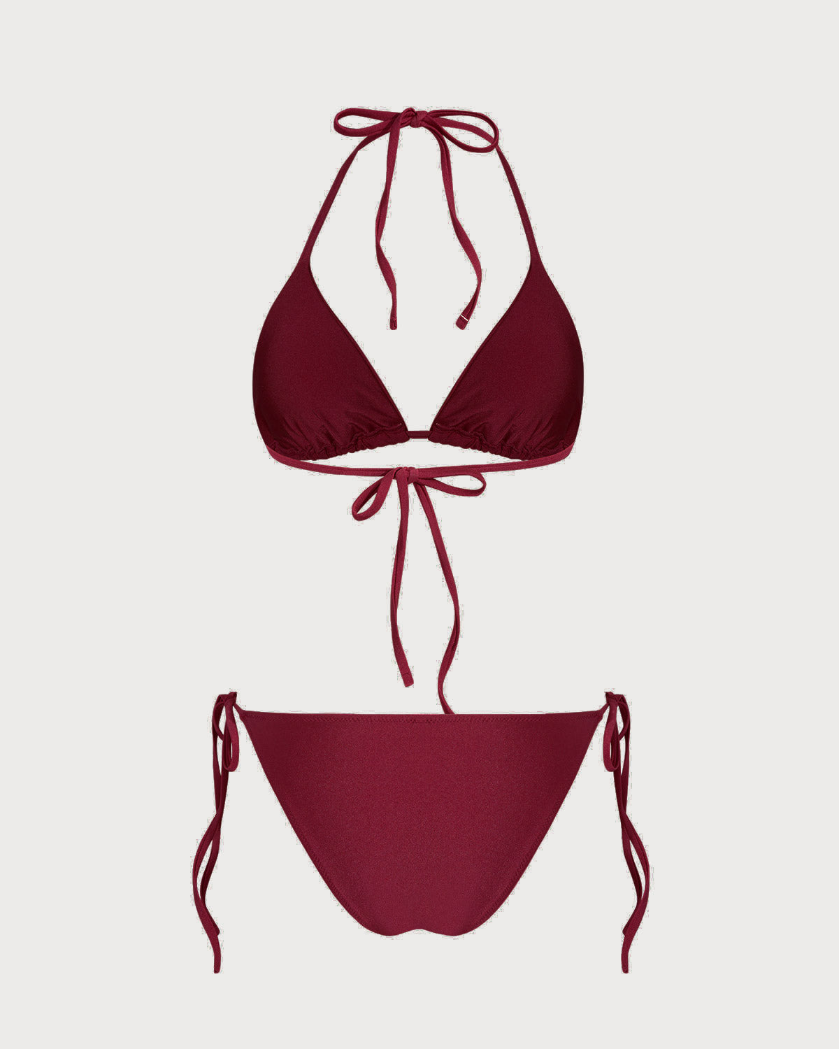 Conjunto de Bikini con Cordón en Forma de Triángulo Rojo