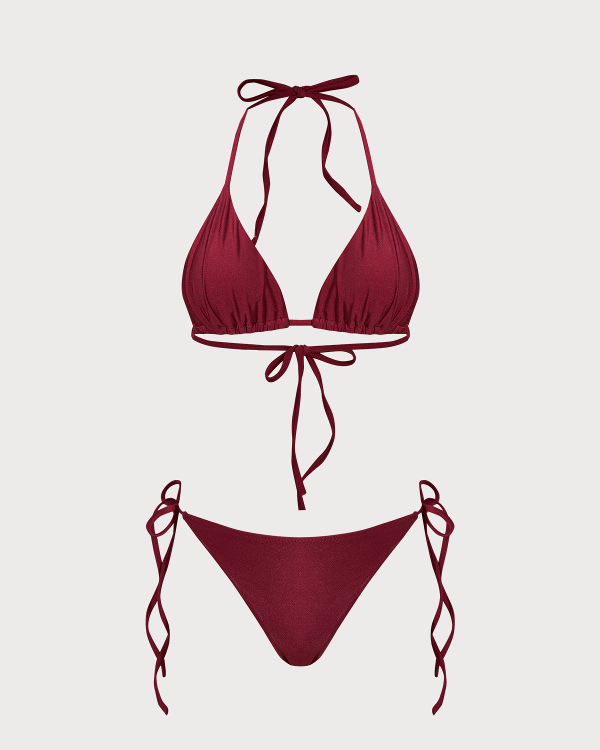 Conjunto de Bikini con Cordón en Forma de Triángulo Rojo