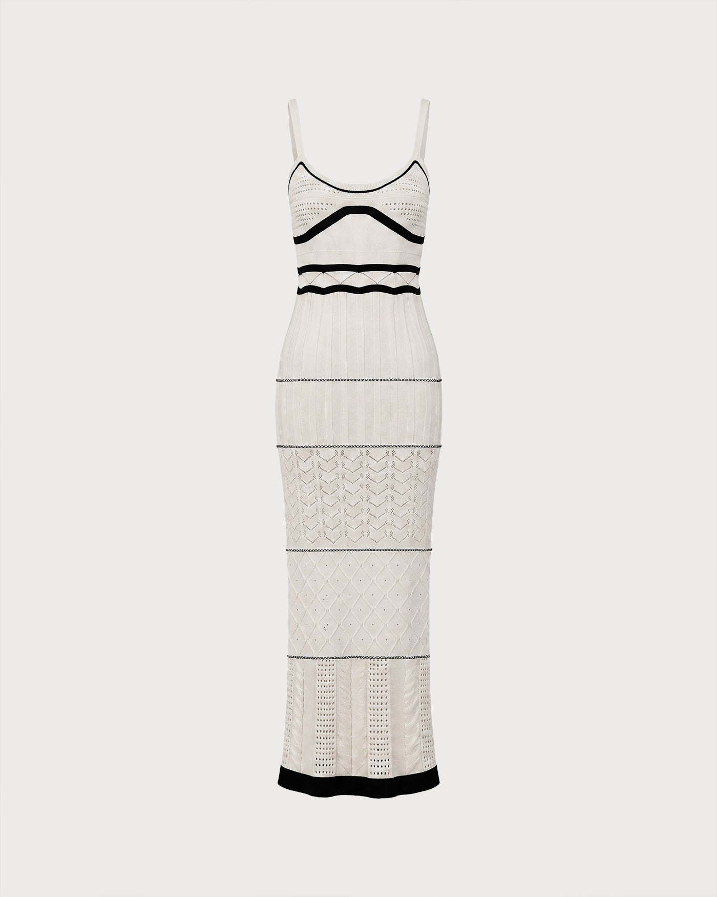 Vestido Maxi Slip Texturizado Beige con Contraste