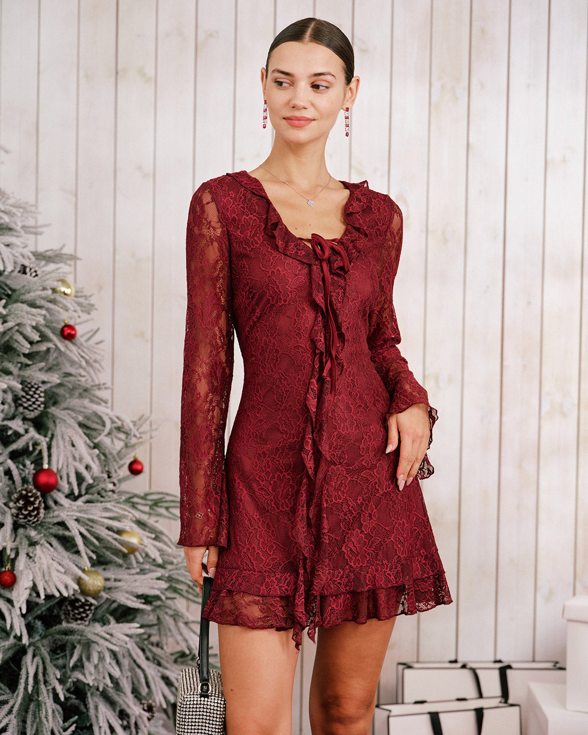 Vestido Mini con Volantes Rojos Florales
