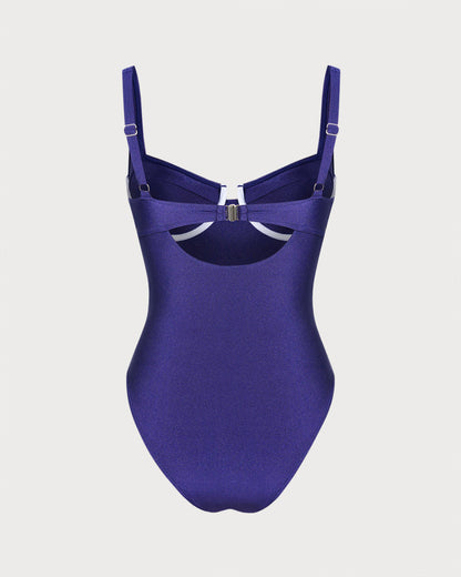Traje de Baño de Una Pieza con Aros en Color Marino