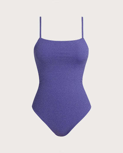 Traje de Baño de Una Pieza de Alto Estiramiento en Color Púrpura