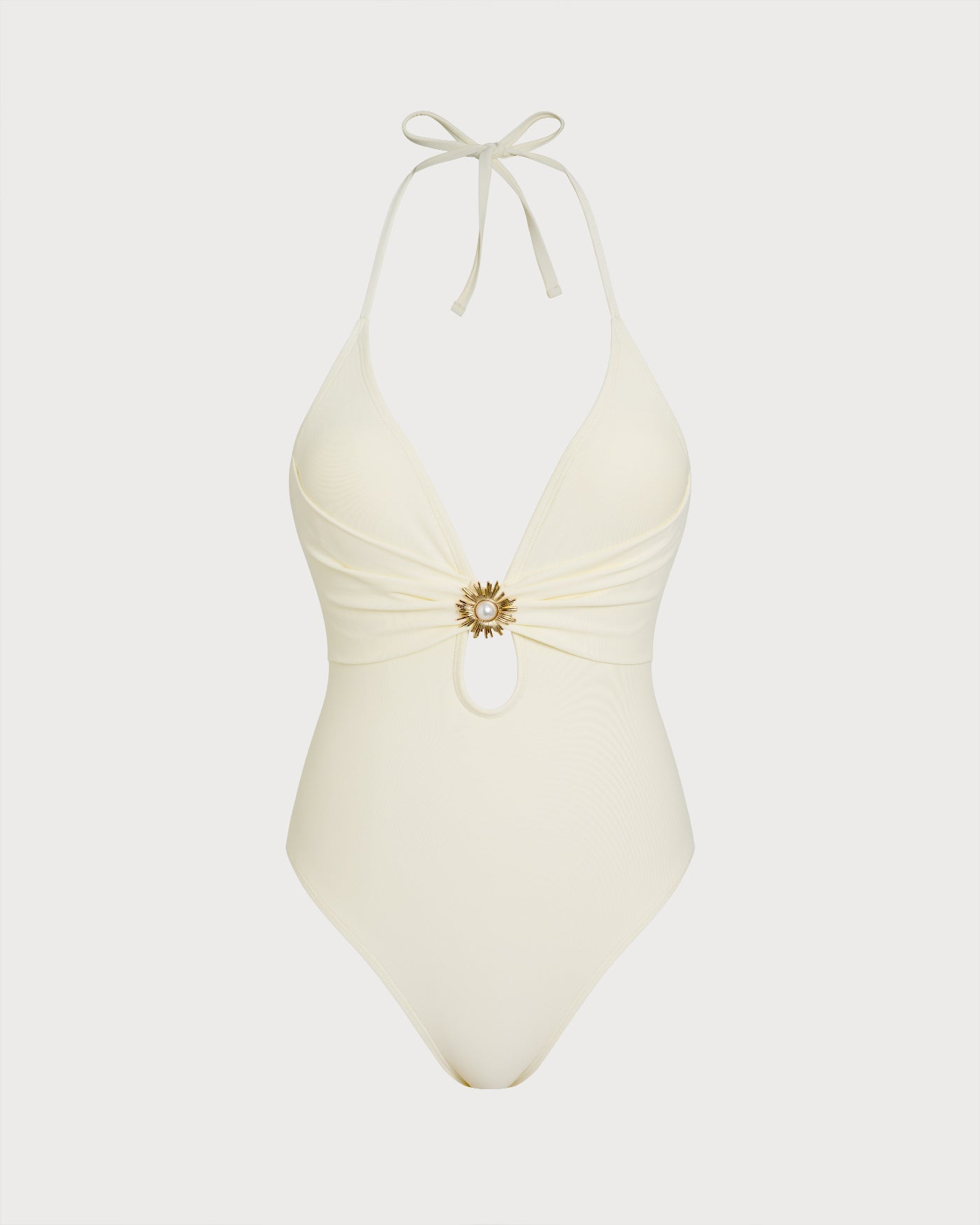 Bañador de Una Pieza con Halter en Color Off White