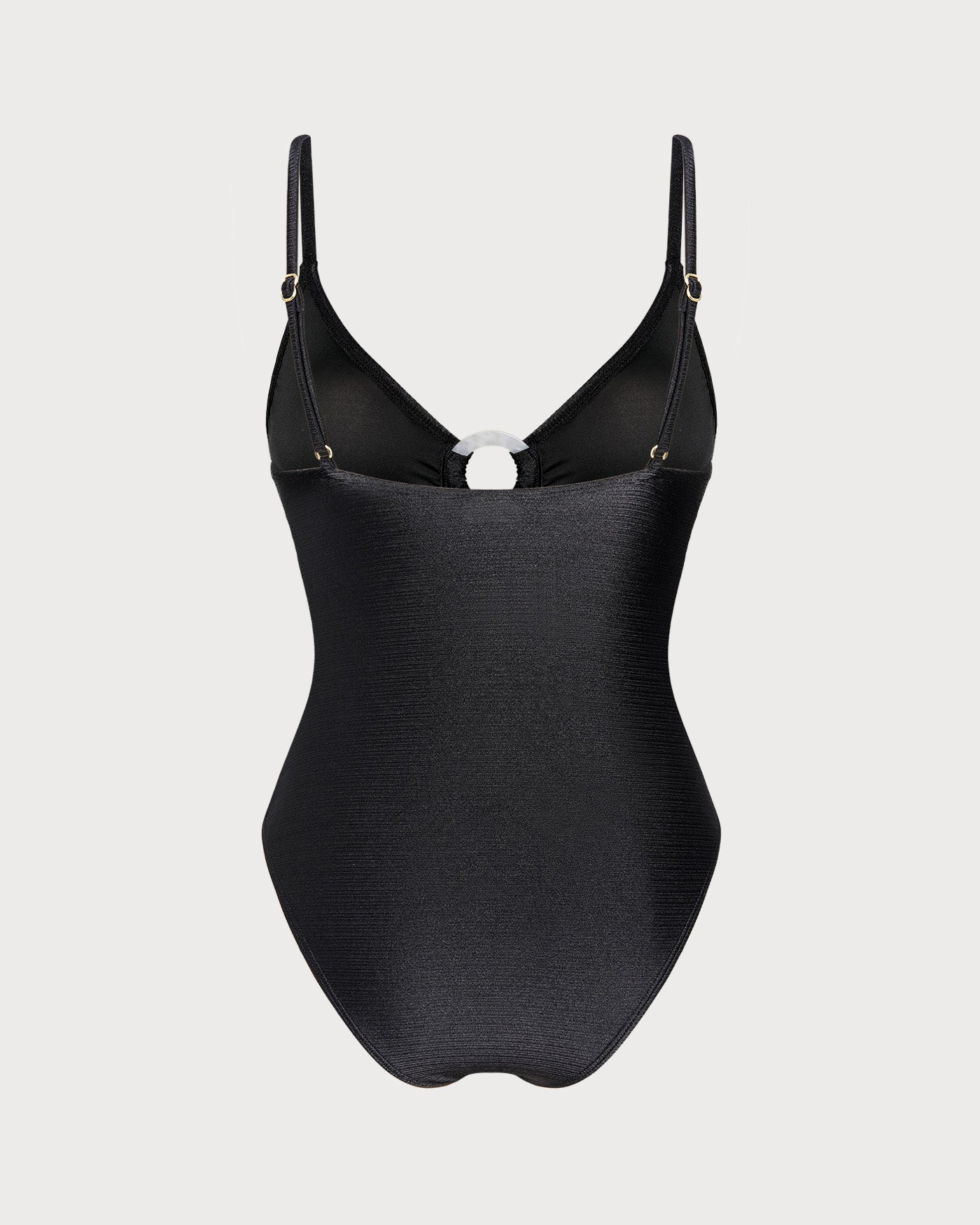 Bralette de Una Pieza Negro Sólido con O-Ring