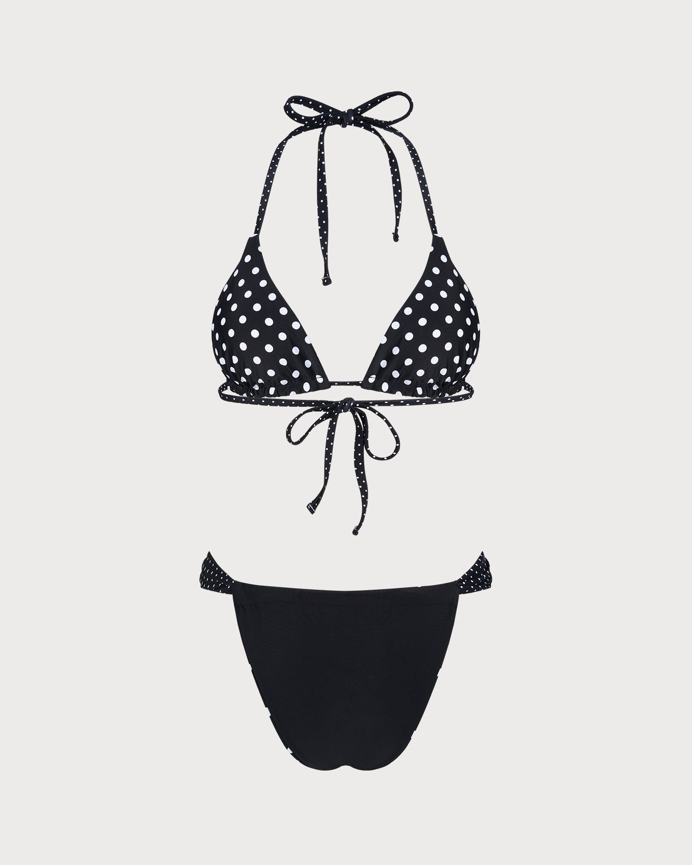Conjunto de Bikini Reversible con Lunares Negros