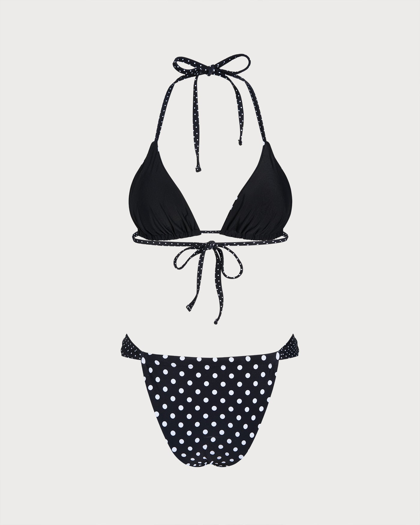 Conjunto de Bikini Reversible con Lunares Negros