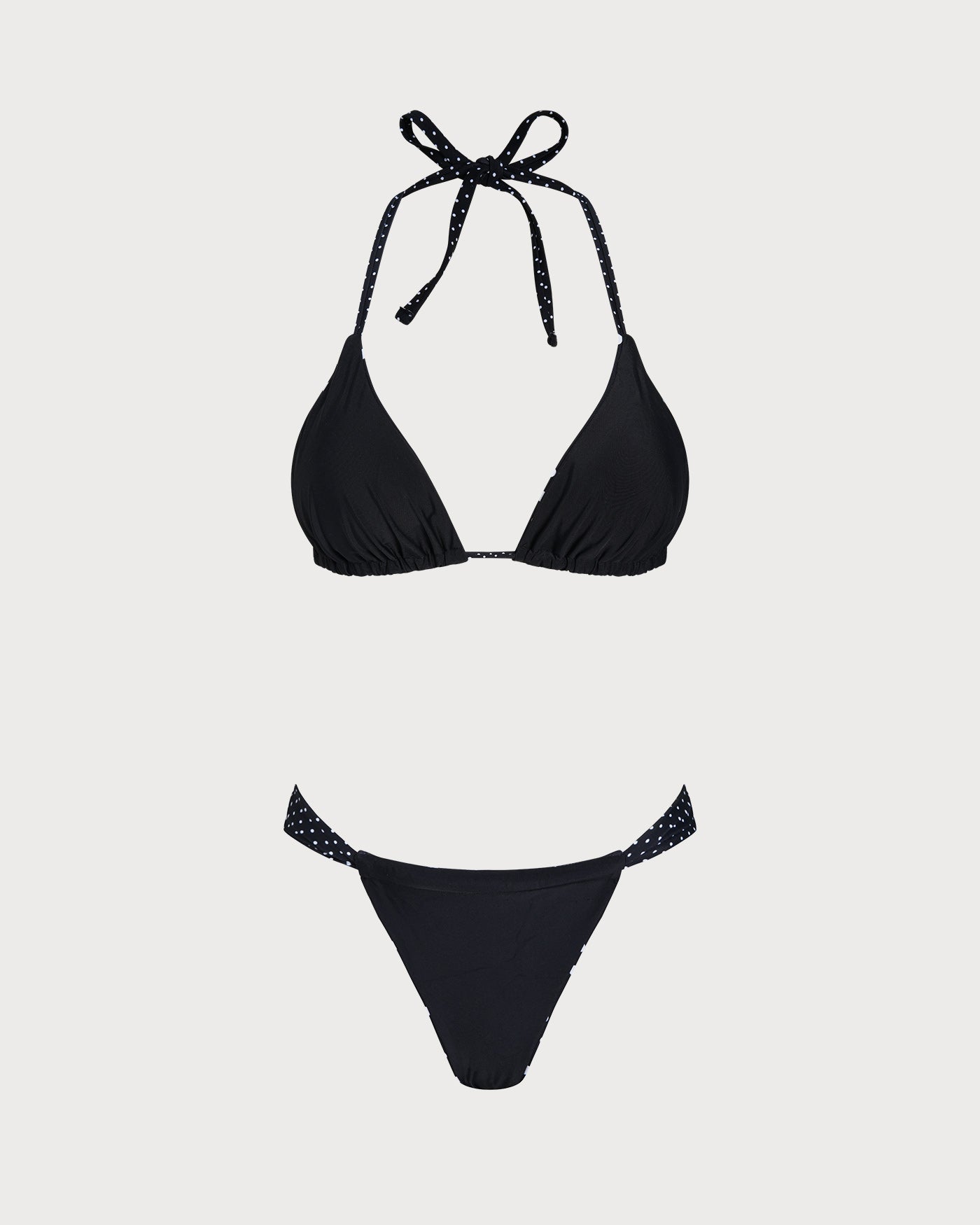 Conjunto de Bikini Reversible con Lunares Negros
