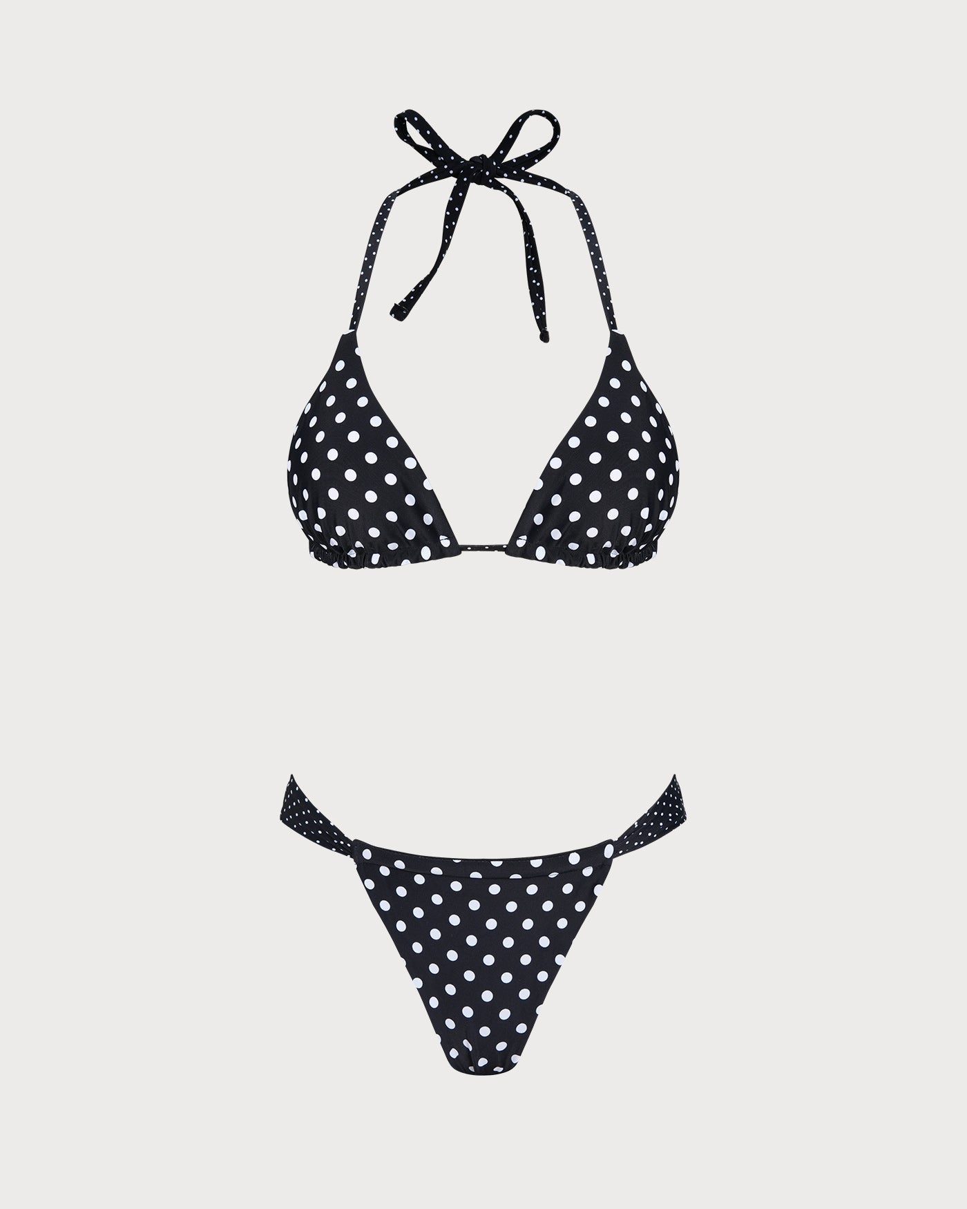Conjunto de Bikini Reversible con Lunares Negros