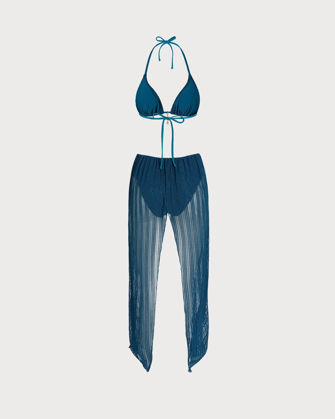 Conjunto de Bikini con Tirantes y Lentejuelas Azules