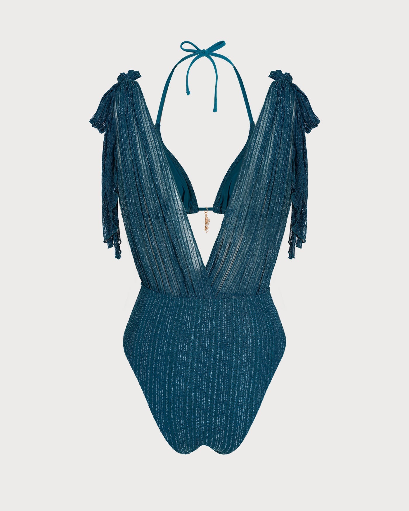 Conjunto de Bikini con Tirantes y Lentejuelas Azules