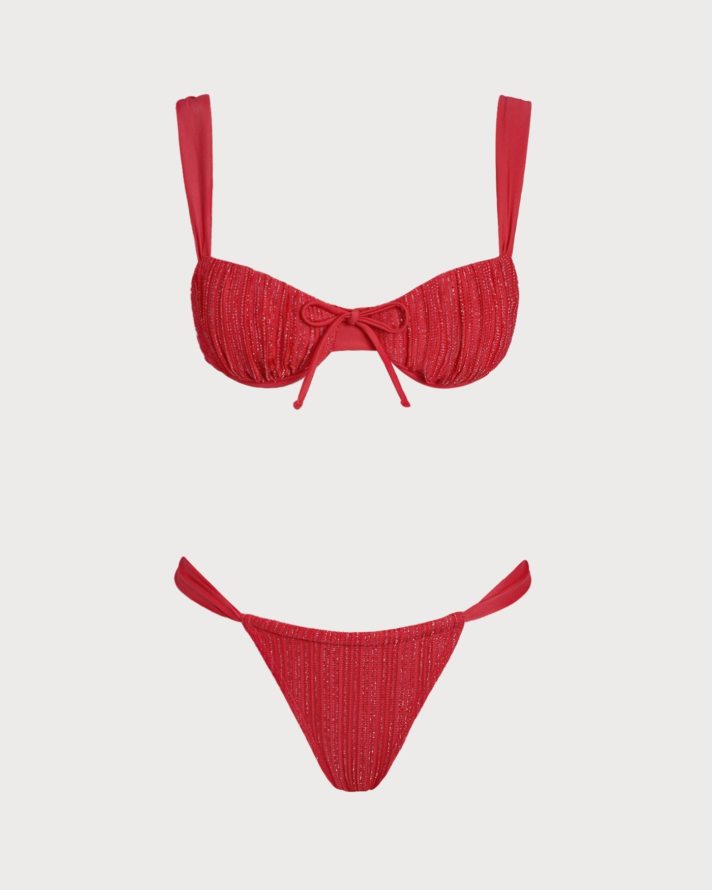 Conjunto de Bikini con Aros Rojos de Lentejuelas