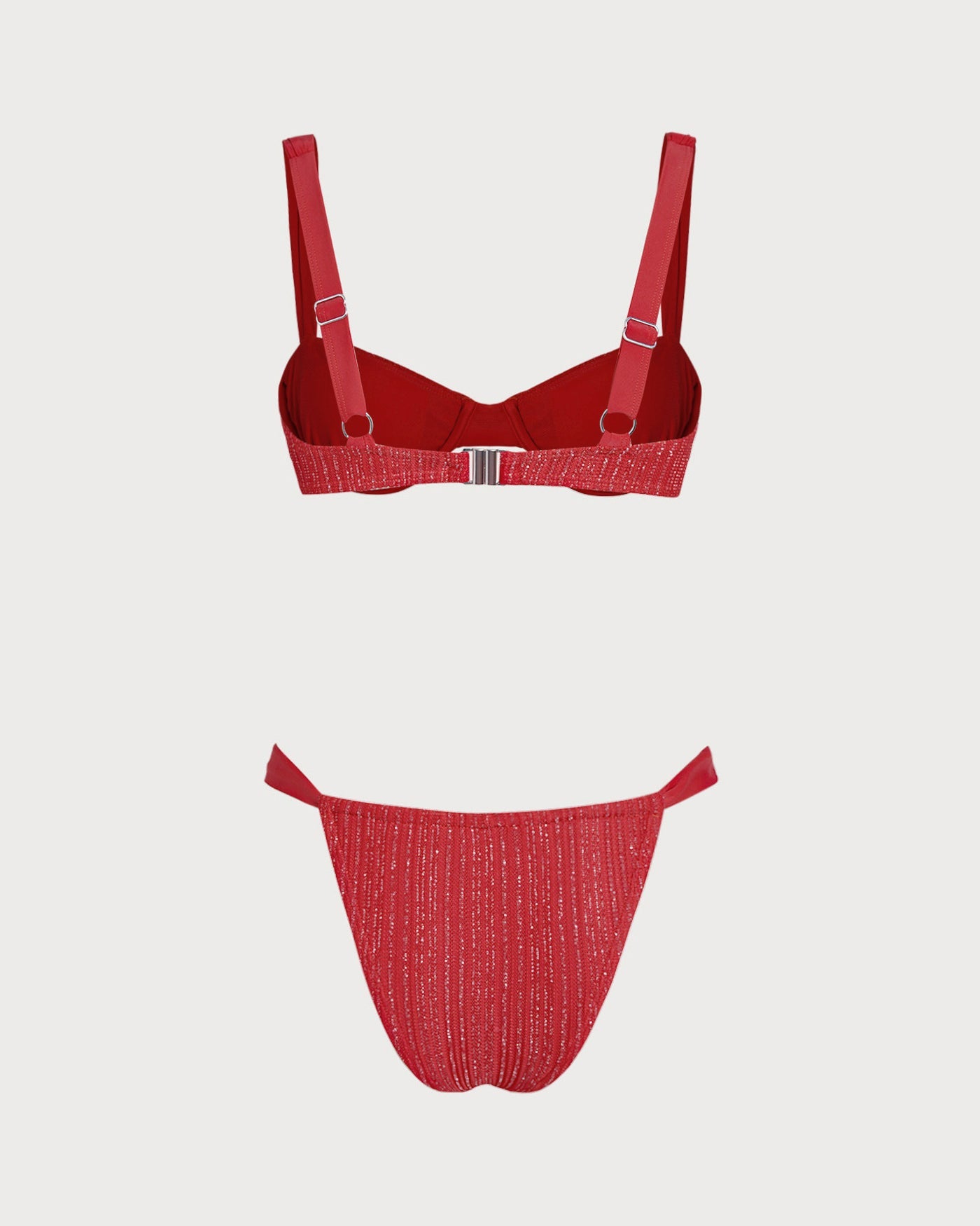 Conjunto de Bikini con Aros Rojos de Lentejuelas
