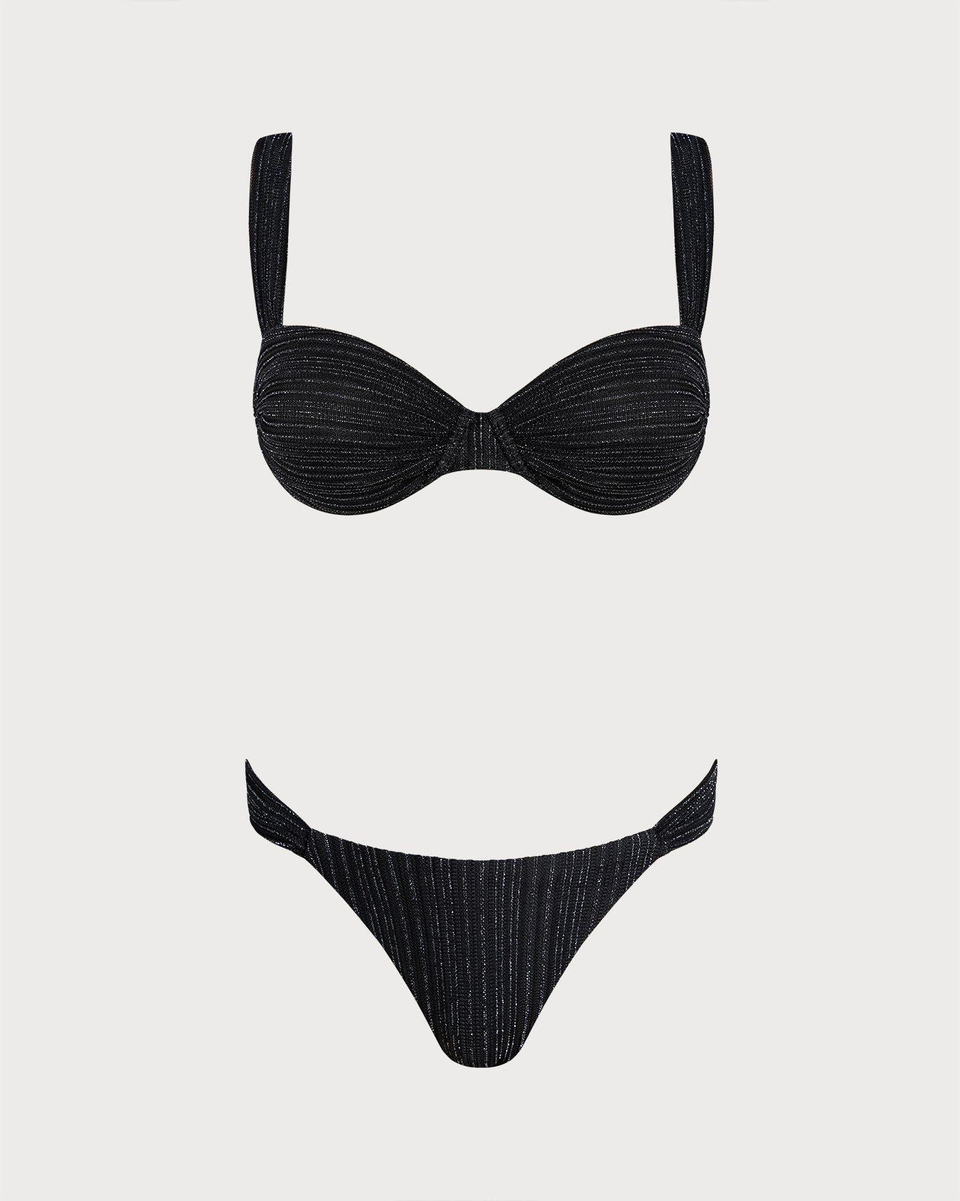 Conjunto de Bikini con Aros de Lentejuelas Negras