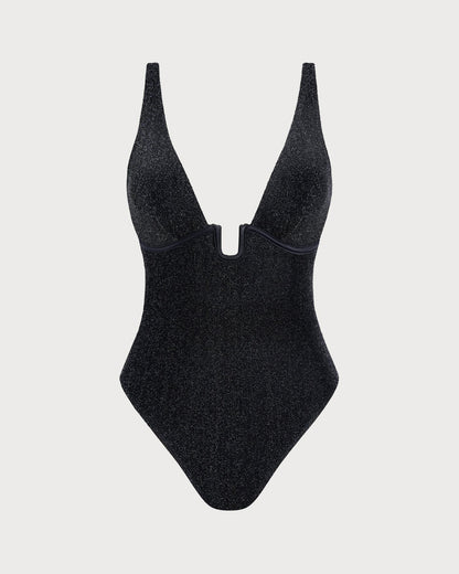 Bralette de Lentejuelas Negras de Una Pieza