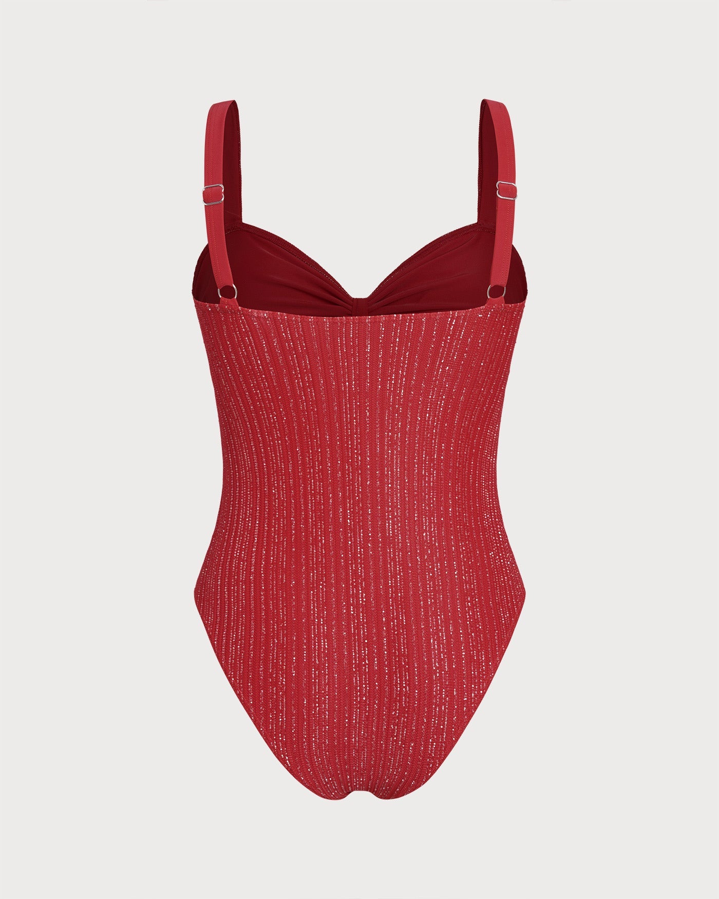 Bralette de Una Pieza con Escote en V Rojo