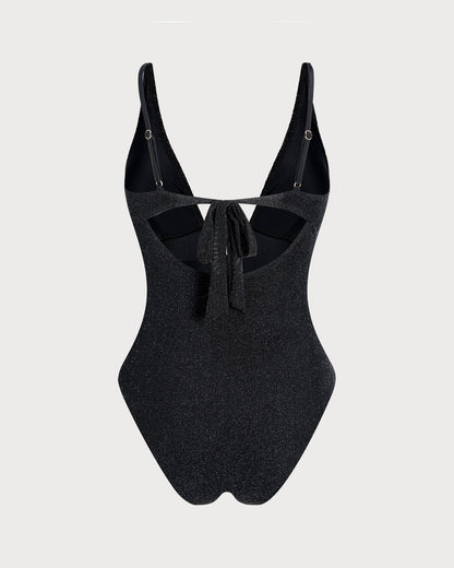 Bralette de Lentejuelas Negras de Una Pieza