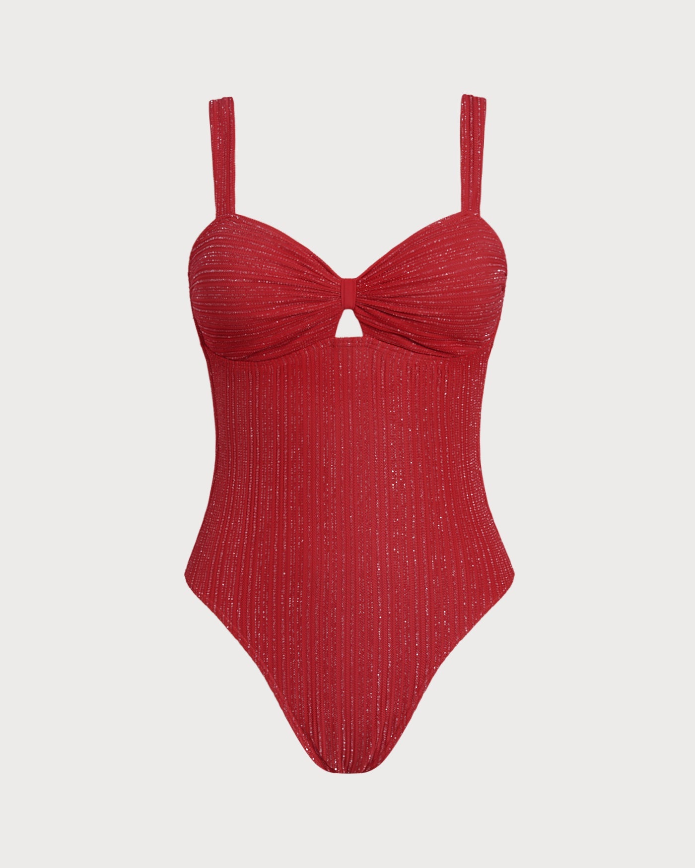 Bralette de Una Pieza con Escote en V Rojo