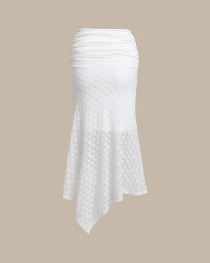 Falda Midi Sirena Jacquard Blanca