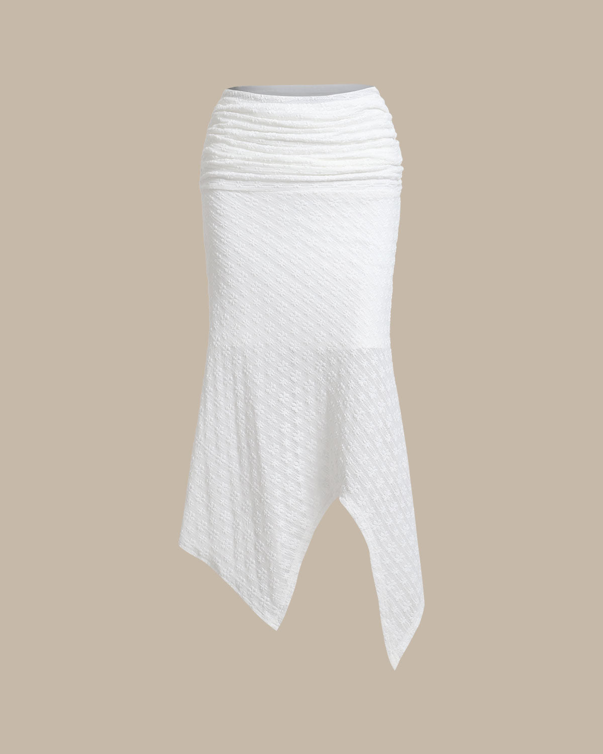 Falda Midi Sirena Jacquard Blanca