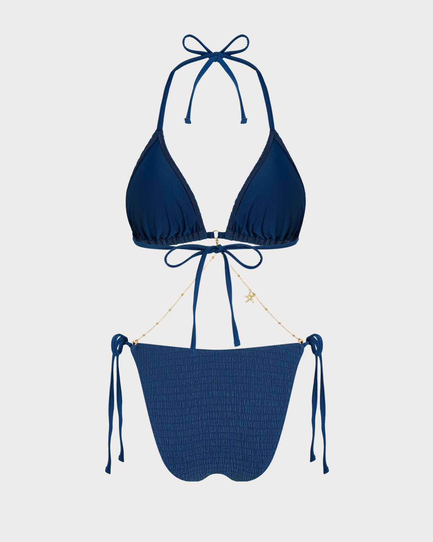 Conjunto de Bikini Texturizado con Tirantes en Azul