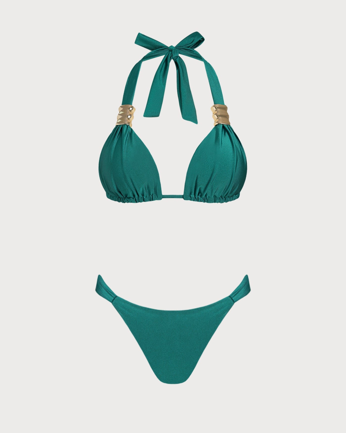 Conjunto de Bikini Triángulo Verde con Halter