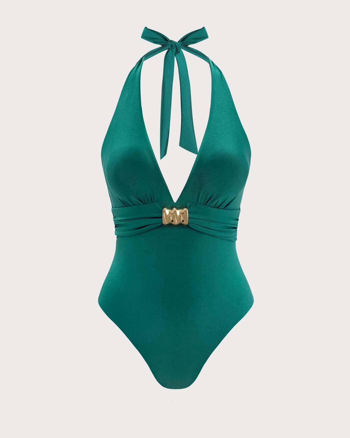 Bralette de Un Solo Pie Verde con Fruncidos