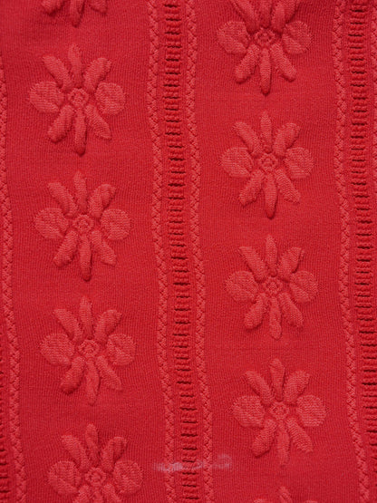 Conjunto de Bikini Rojo Jacquard con Tiras Ajustables