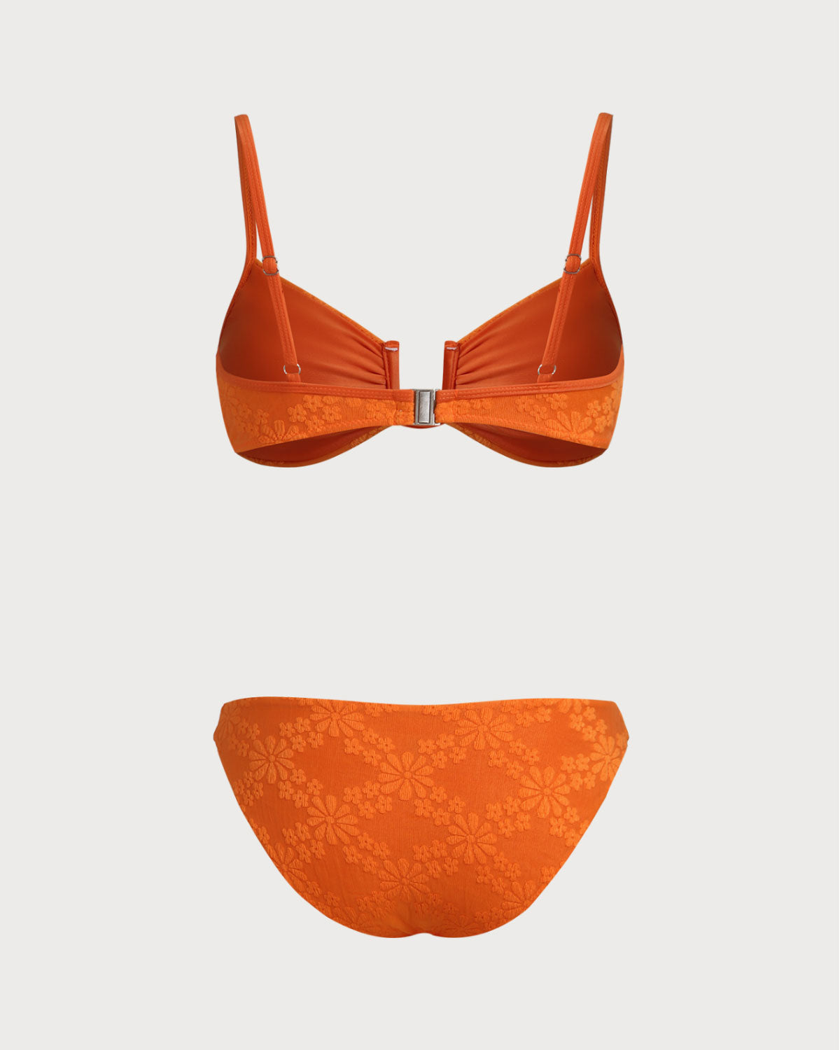 Conjunto de Bikini Bralette Jacquard Naranja