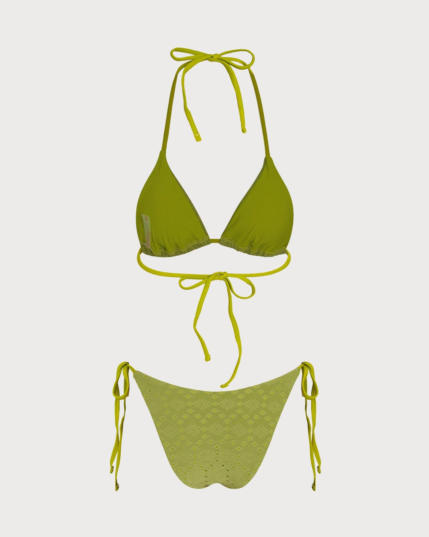 Conjunto de Bikini Triangular Texturizado Verde