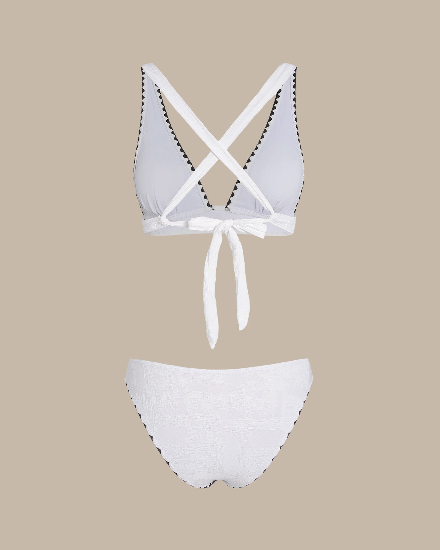 Conjunto de Bikini Triángulo Blanco con Contraste en X