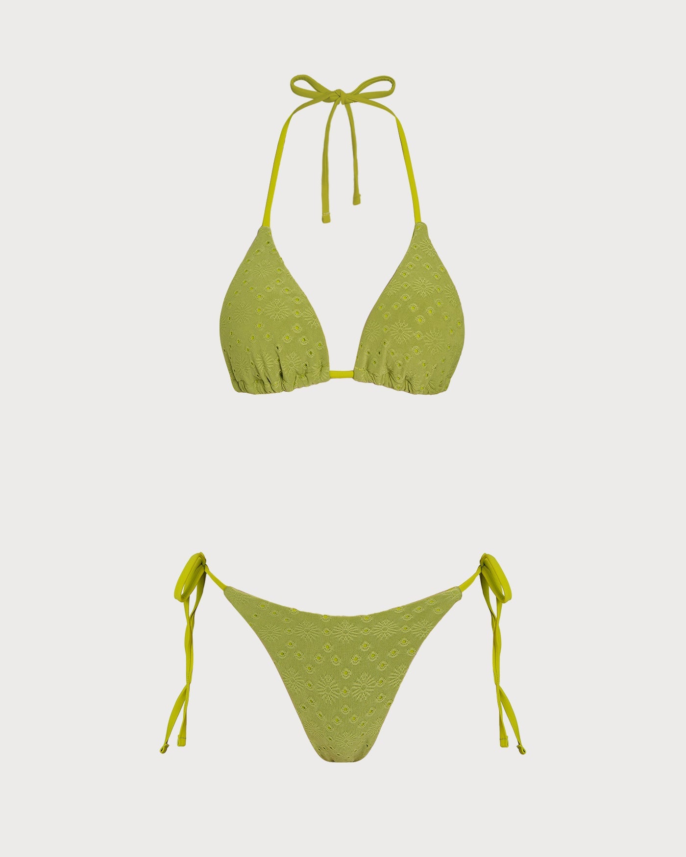 Conjunto de Bikini Triangular Texturizado Verde