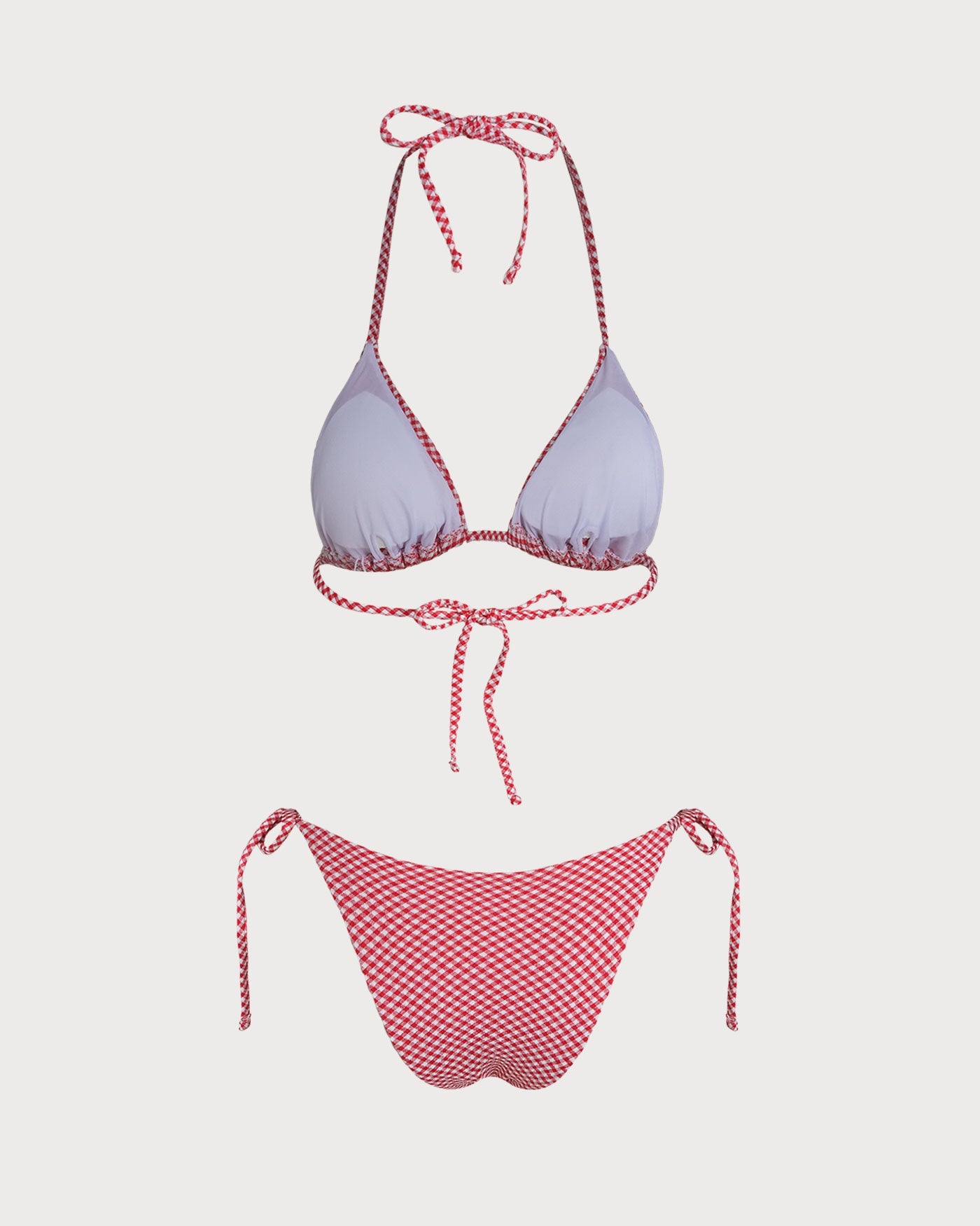 Conjunto de Bikini Triángulo a Cuadros Rojos