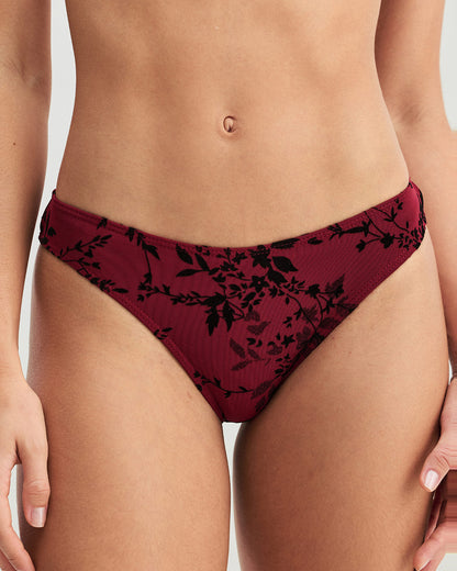 Conjunto de Bikini Rojo Floral con Aros