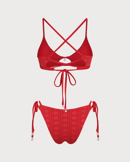 Conjunto de Bikini Texturizado con Cuello en U
