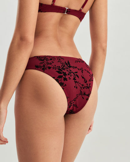 Conjunto de Bikini Rojo Floral con Aros