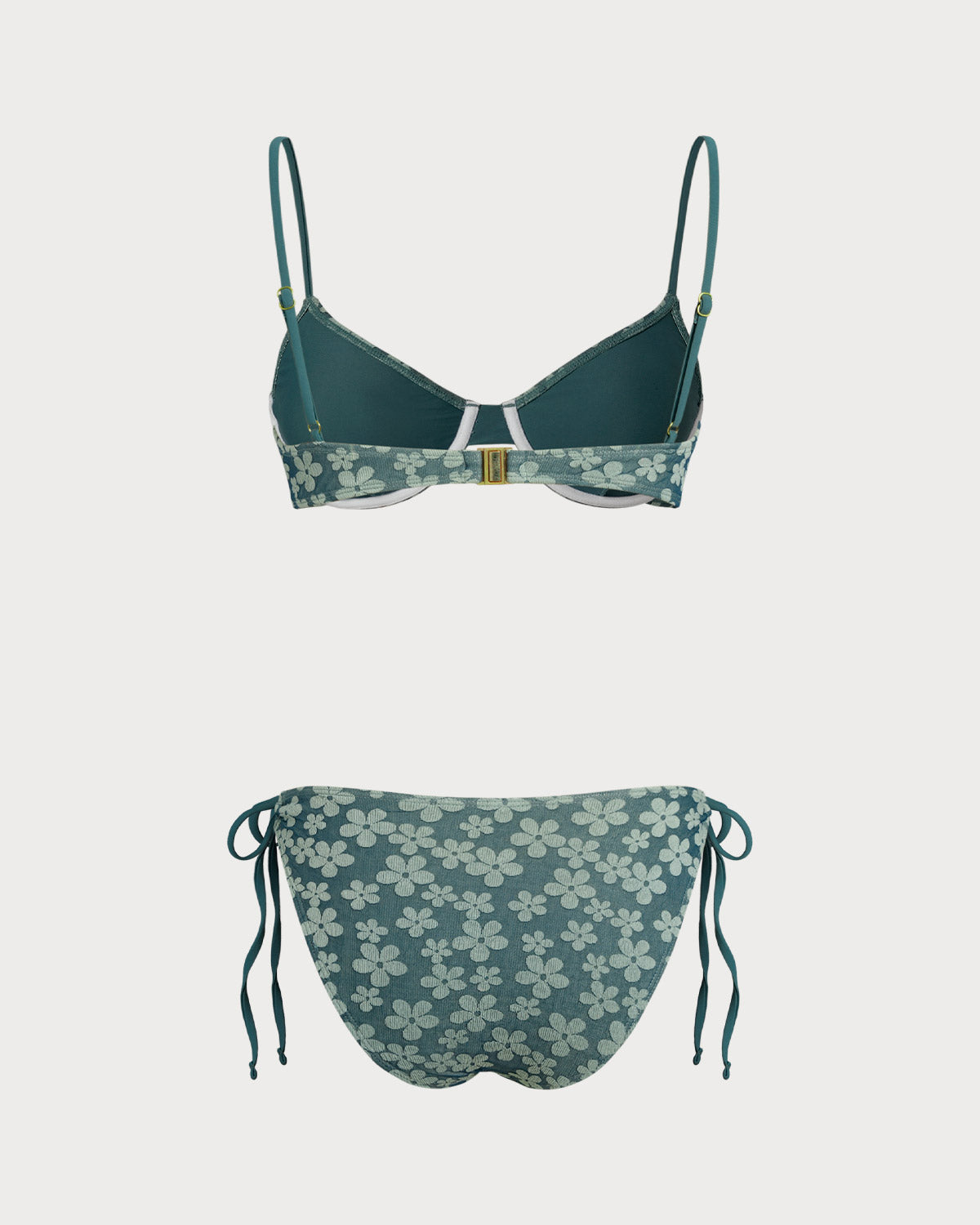 Conjunto de Bikini Verde Floral con Aros