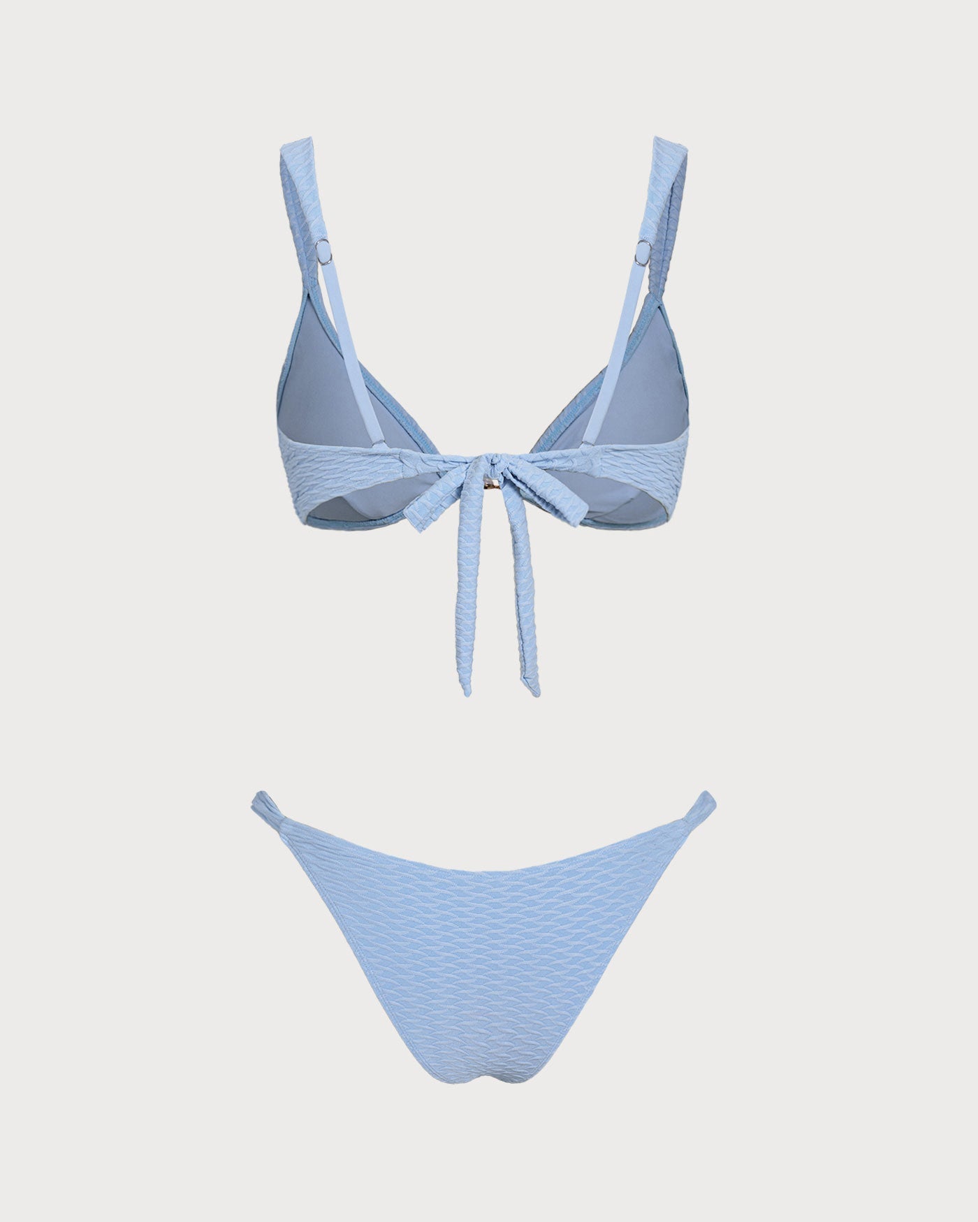 Conjunto de Bikini Triangular Texturizado en Azul