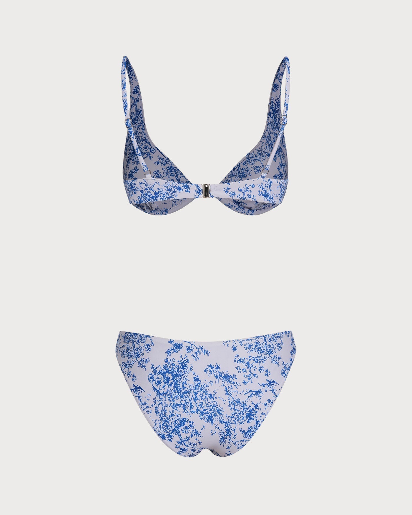 Conjunto de Bikini con Aros Florales Azules