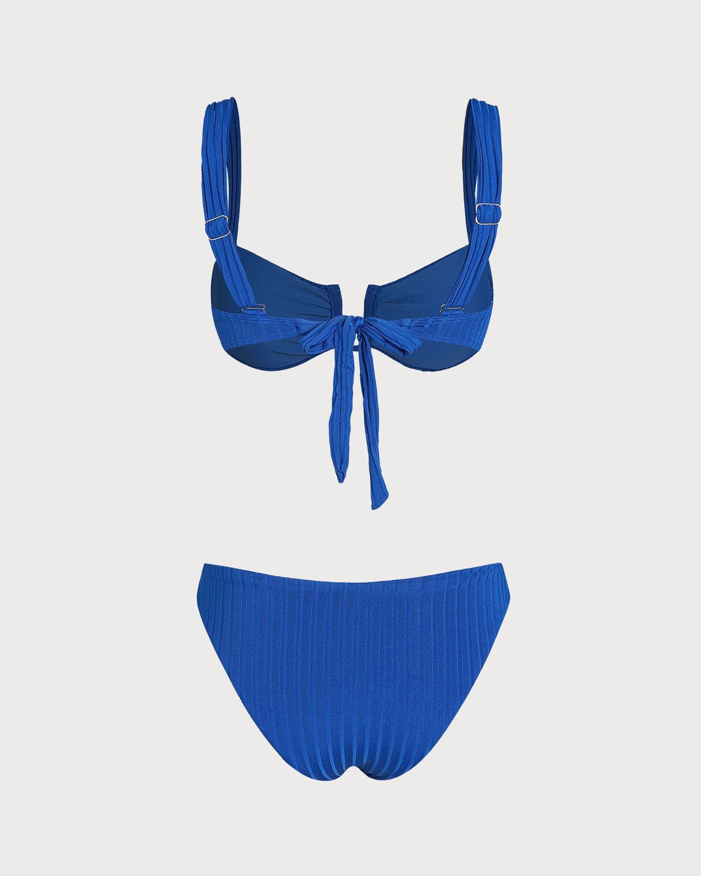 Conjunto de Bikini Triangular Texturizado Azul