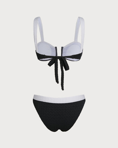 Conjunto de Bikini Triángulo U Negro con Contraste